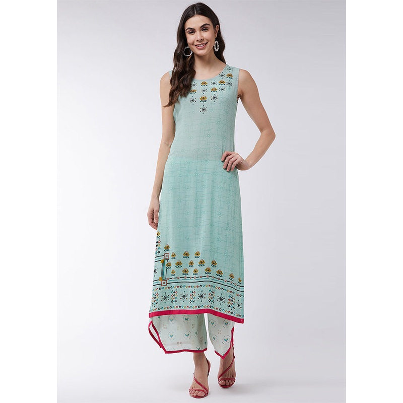 Green Readymade Rayon Kurti - JD986611507
