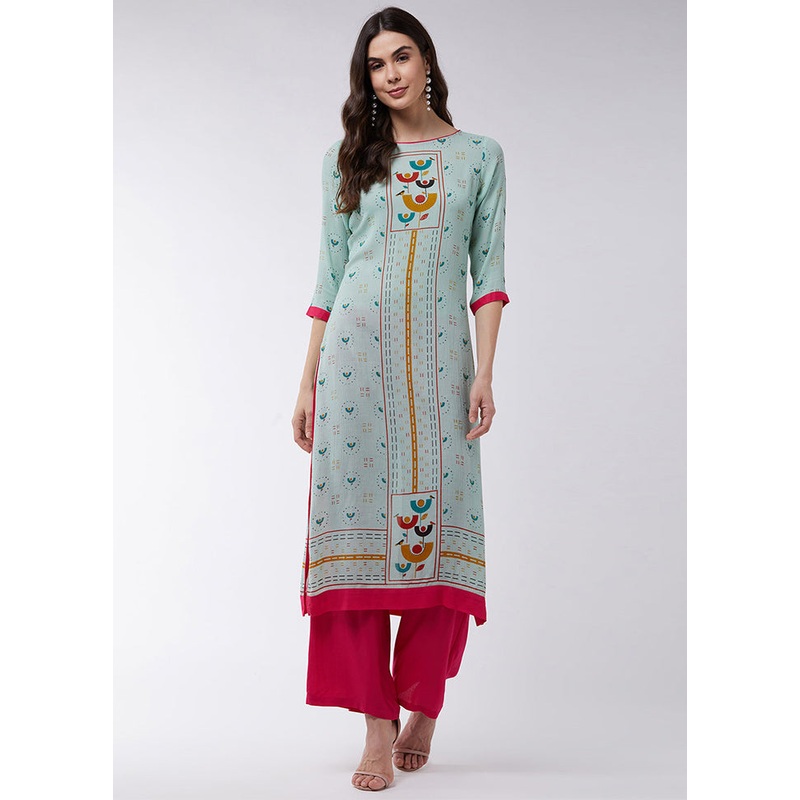 Green Readymade Rayon Kurti - JD986611508