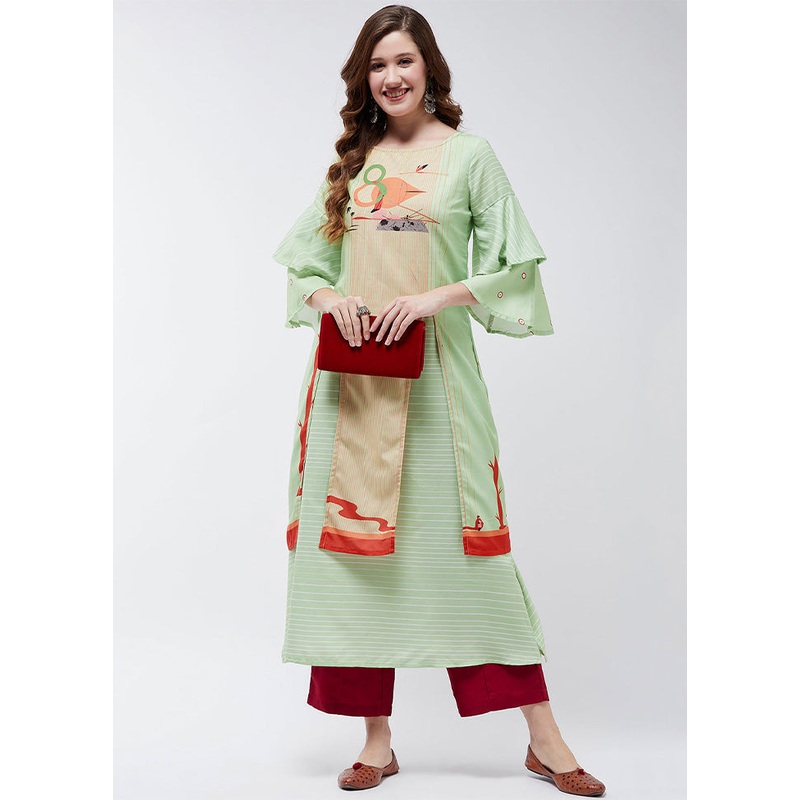 Green Readymade Rayon Kurti - JD986611510