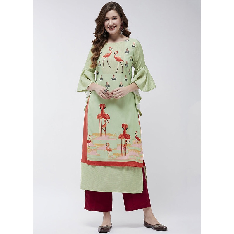 Green Readymade Rayon Kurti - JD986611512