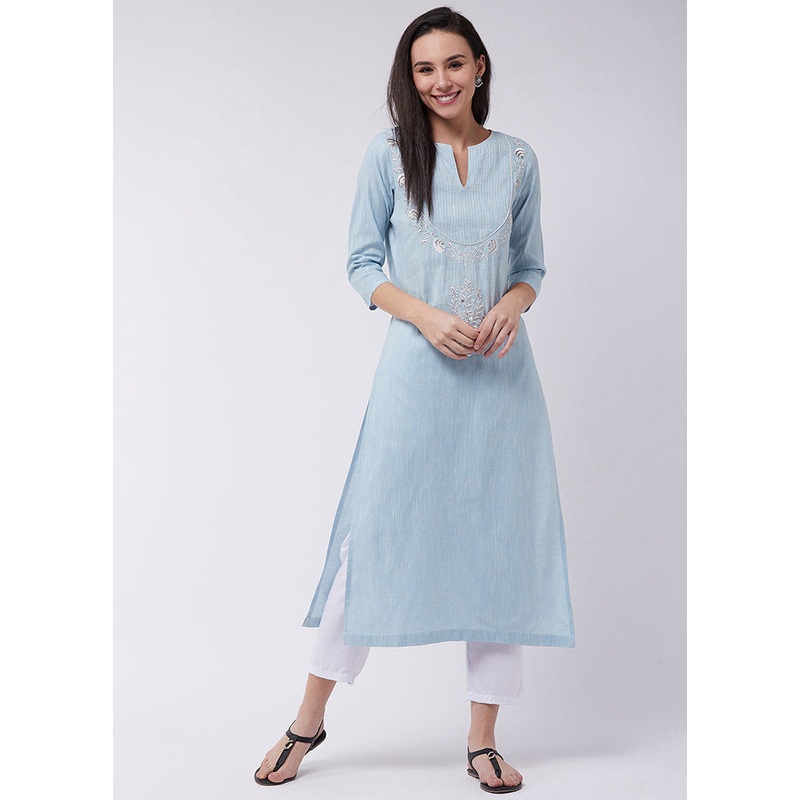 Grey Readymade Cotton Kurti - JD986611495