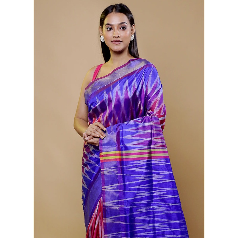 Purple Pure Bishnupuri Silk Saree Without Blouse Piece - JD986611597