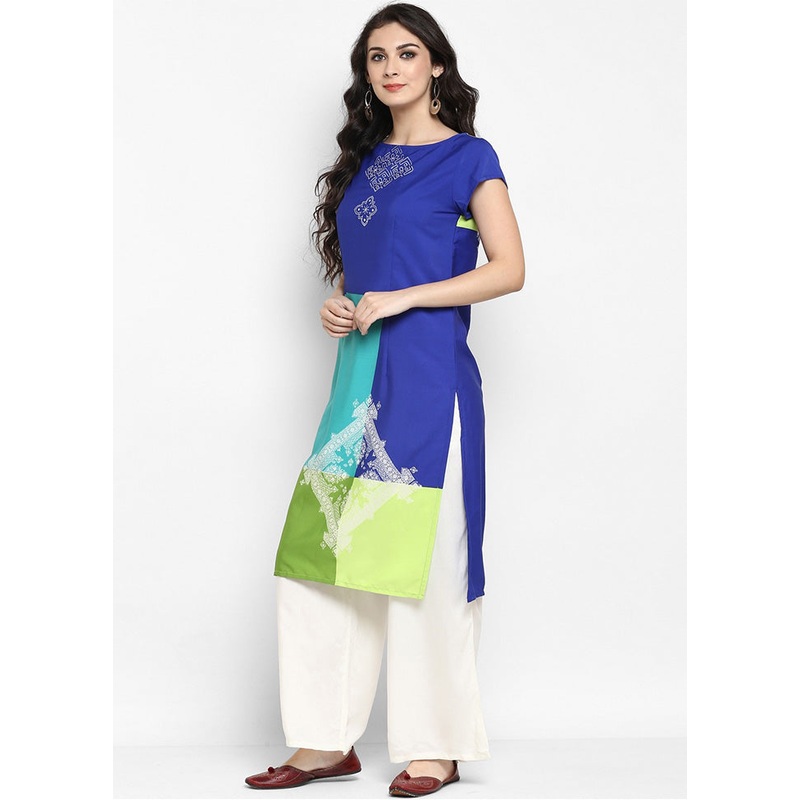 Blue Readymade Silk Kurti - JD986611324