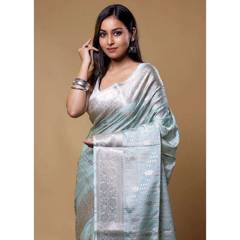 Green Georgette Saree With Blouse Piece - JD986611277