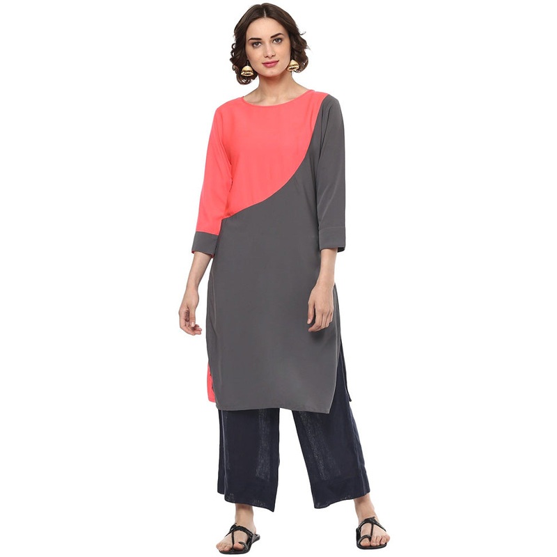 Grey Readymade Silk Kurti - JD986611321