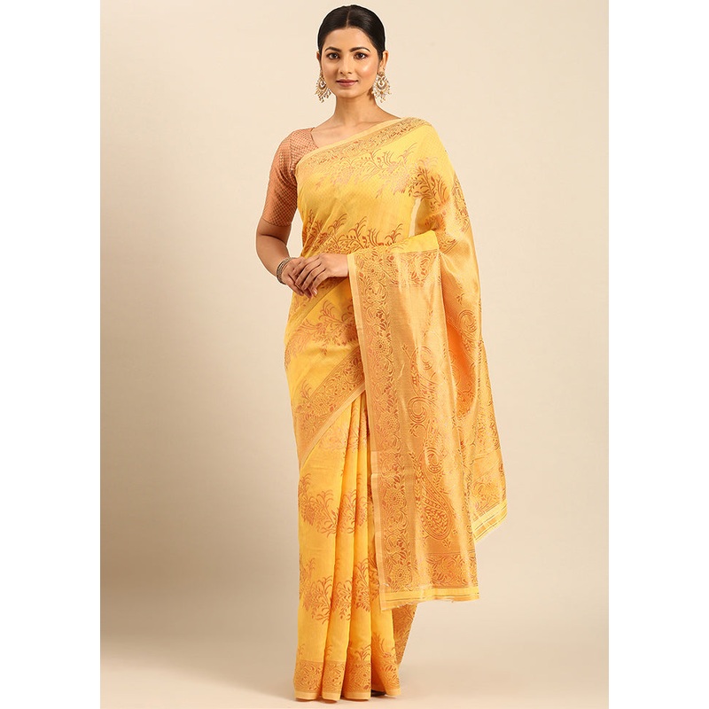 Multicolor Cotton Saree With Blouse Piece - JD986611346