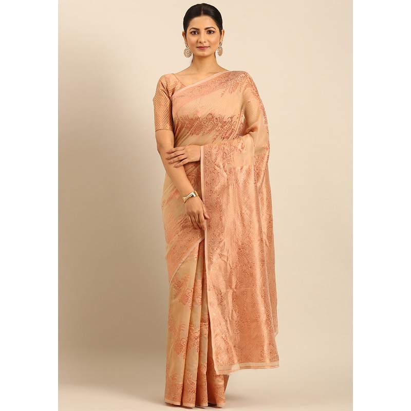 Multicolor Cotton Saree With Blouse Piece - JD986611347