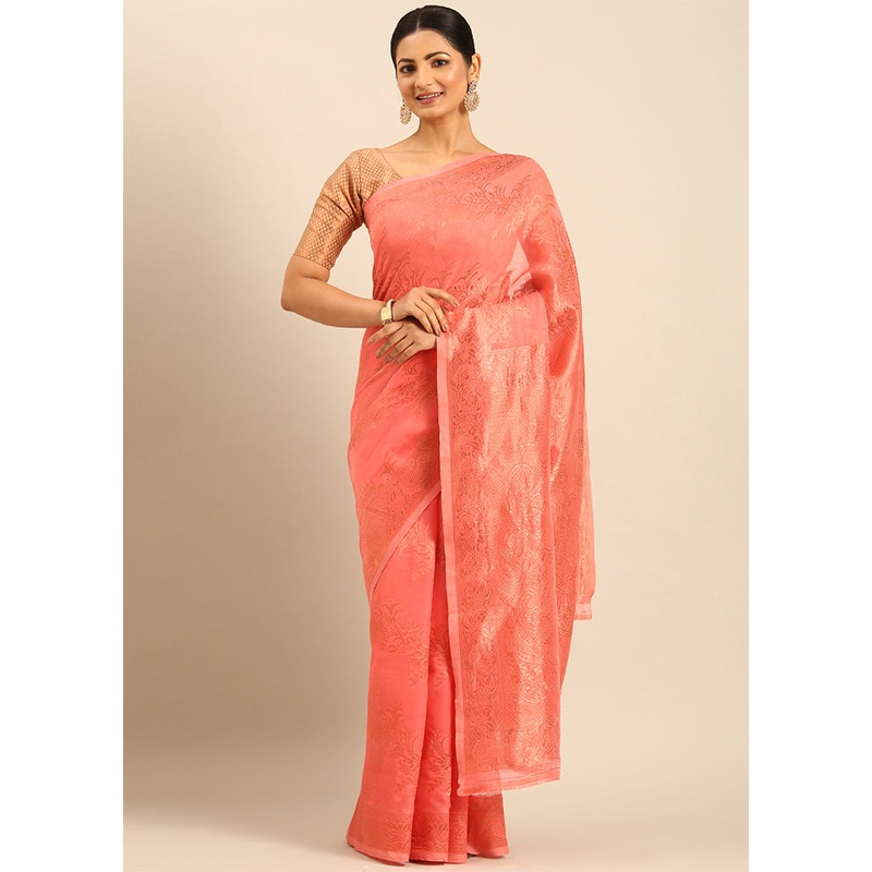 Multicolor Cotton Saree With Blouse Piece - JD986611348