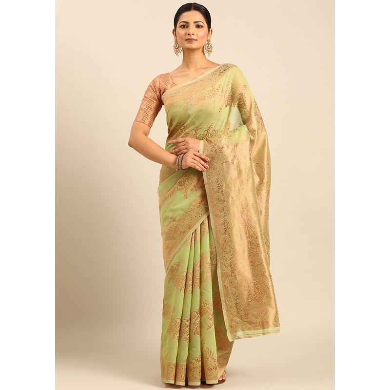Multicolor Cotton Saree With Blouse Piece - JD986611349