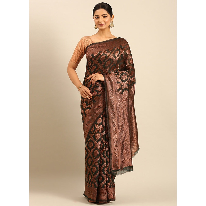 Multicolor Cotton Saree With Blouse Piece - JD986611357