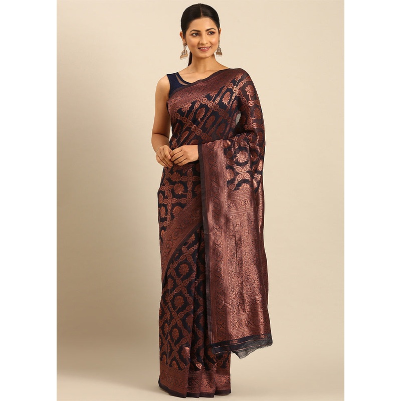 Multicolor Cotton Saree With Blouse Piece - JD986611362