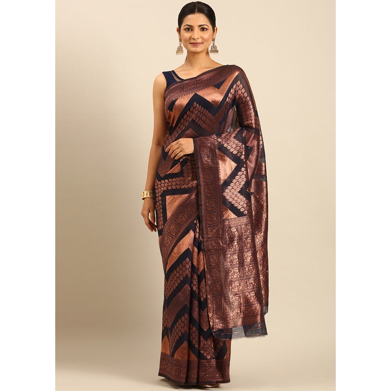 Multicolor Cotton Saree With Blouse Piece - JD986611363
