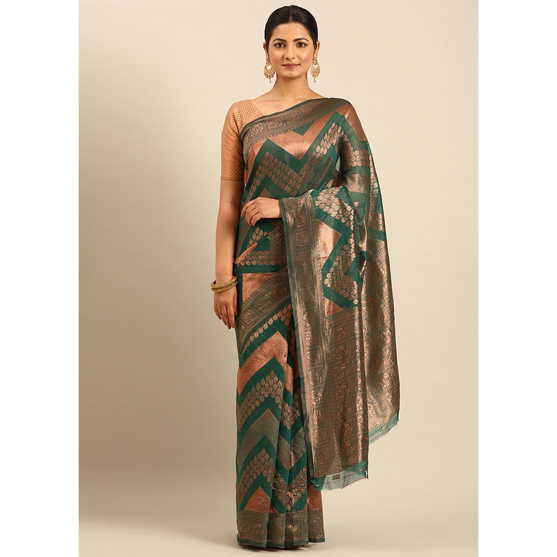 Multicolor Cotton Saree With Blouse Piece - JD986611364