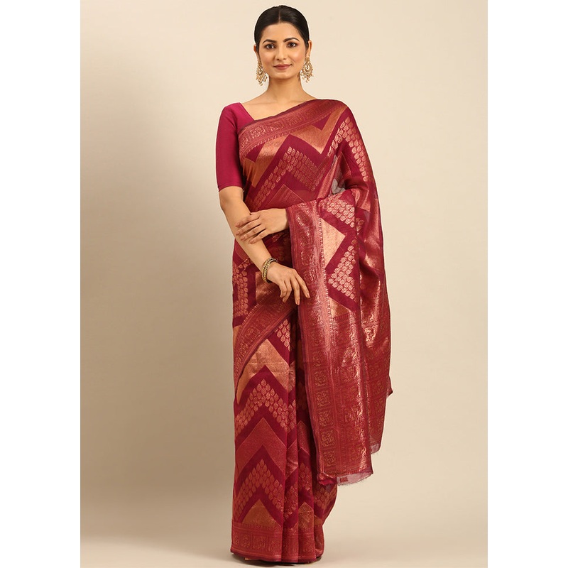 Multicolor Cotton Saree With Blouse Piece - JD986611365