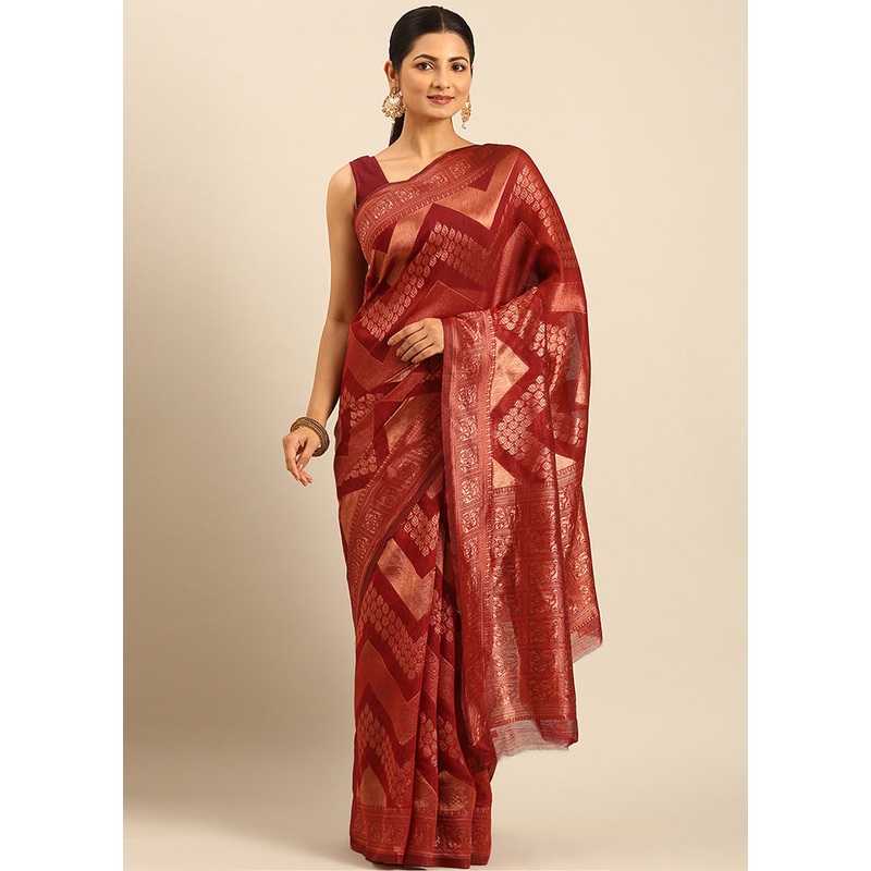 Multicolor Cotton Saree With Blouse Piece - JD986611366