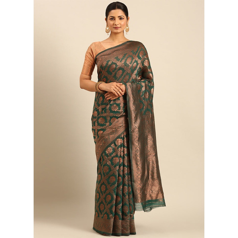 Multicolor Cotton Saree With Blouse Piece - JD986611367