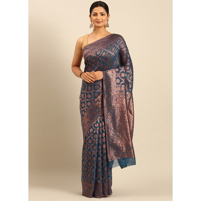 Multicolor Cotton Saree With Blouse Piece - JD986611372