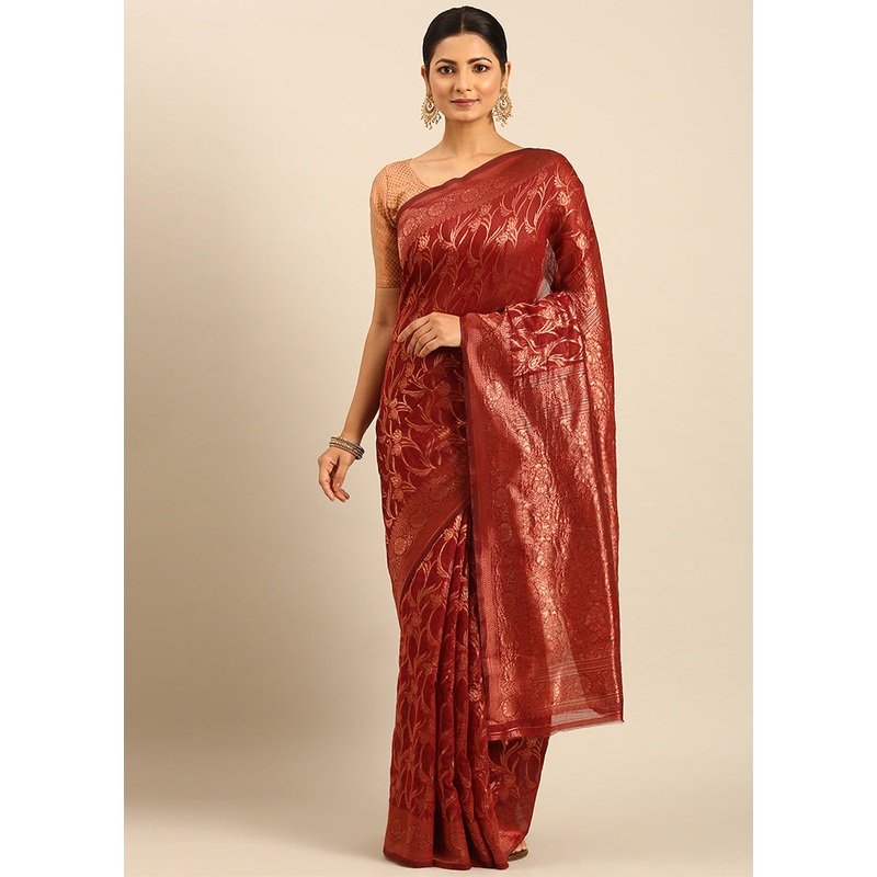 Multicolor Cotton Saree With Blouse Piece - JD986611375