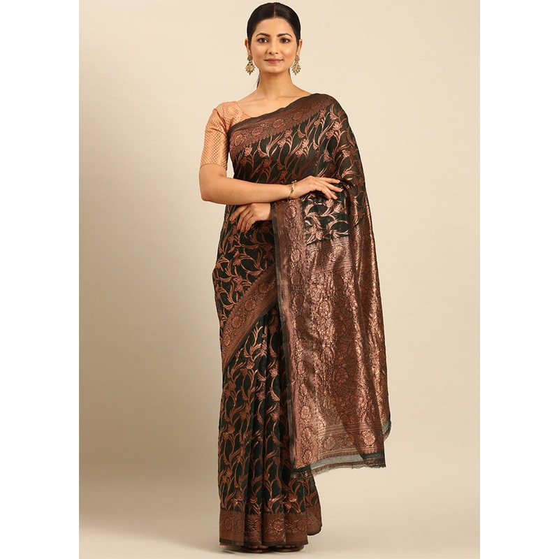 Multicolor Cotton Saree With Blouse Piece - JD986611376