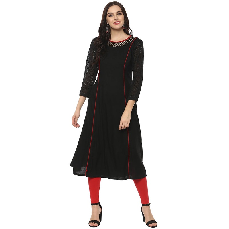 Multicolor Readymade Rayon Kurti - JD986611299