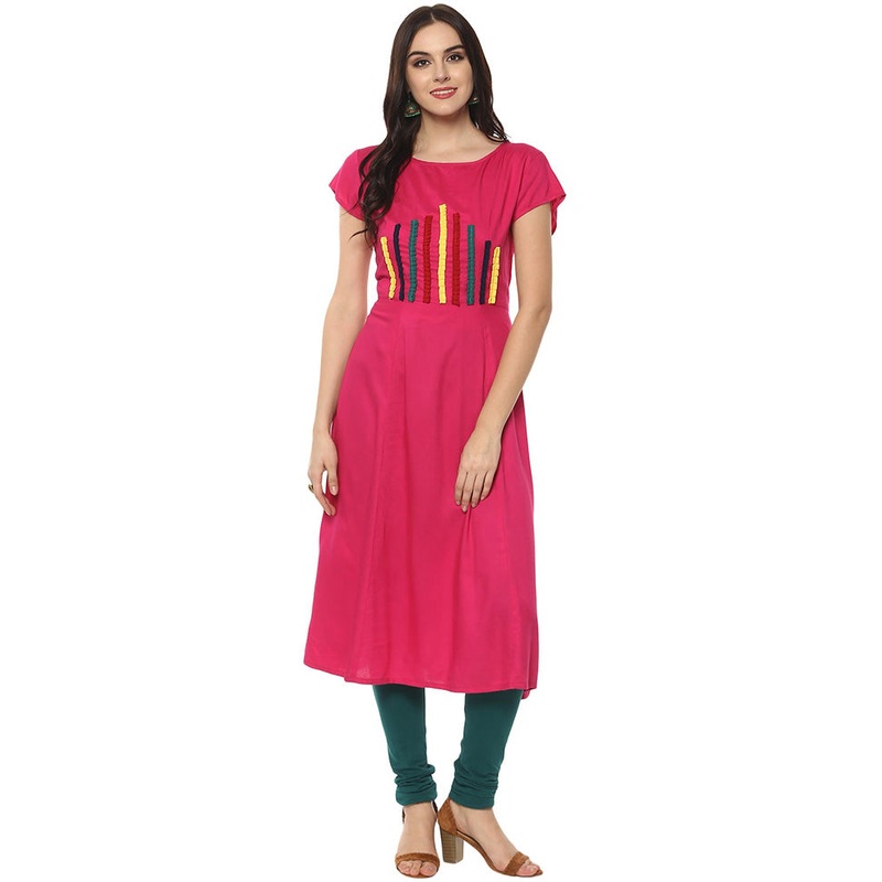 Multicolor Readymade Rayon Kurti - JD986611300