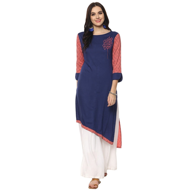 Multicolor Readymade Rayon Kurti - JD986611301