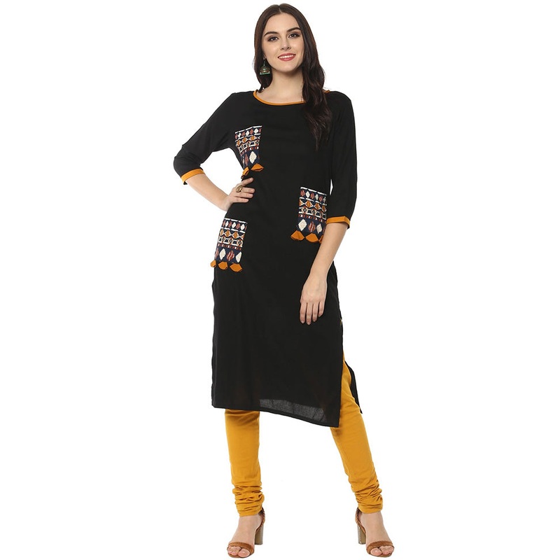 Multicolor Readymade Rayon Kurti - JD986611302