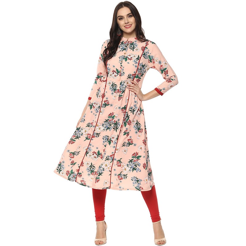 Peach Readymade Silk Kurti - JD986611295