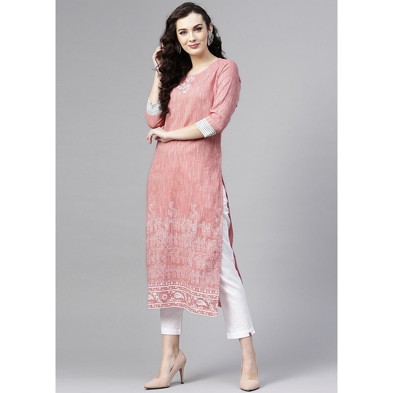 Pink Readymade Cotton Kurti - JD986611456