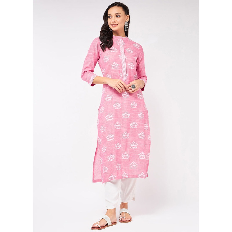 Pink Readymade Cotton Kurti - JD986611457