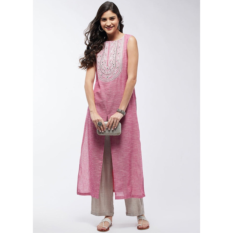 Pink Readymade Cotton Kurti - JD986611460