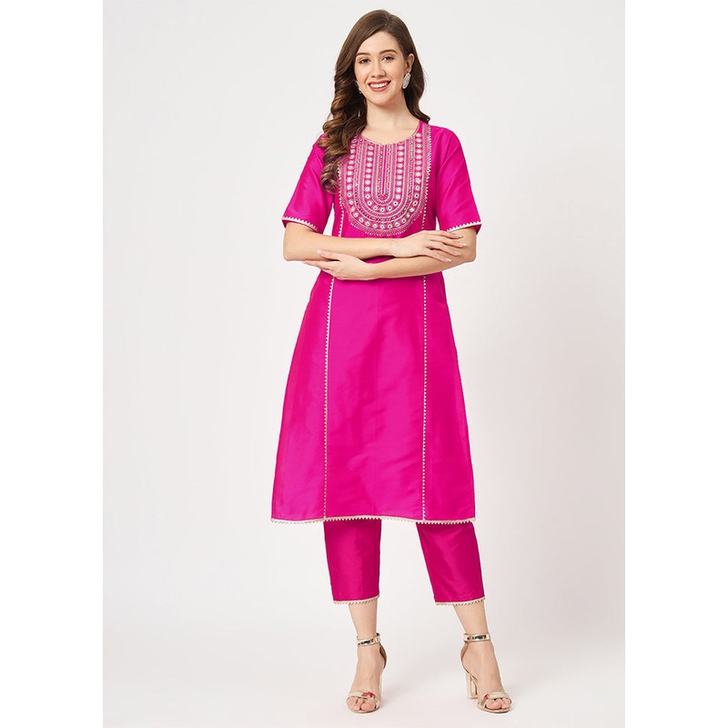 Pink Readymade Silk Kurti - JD986611453