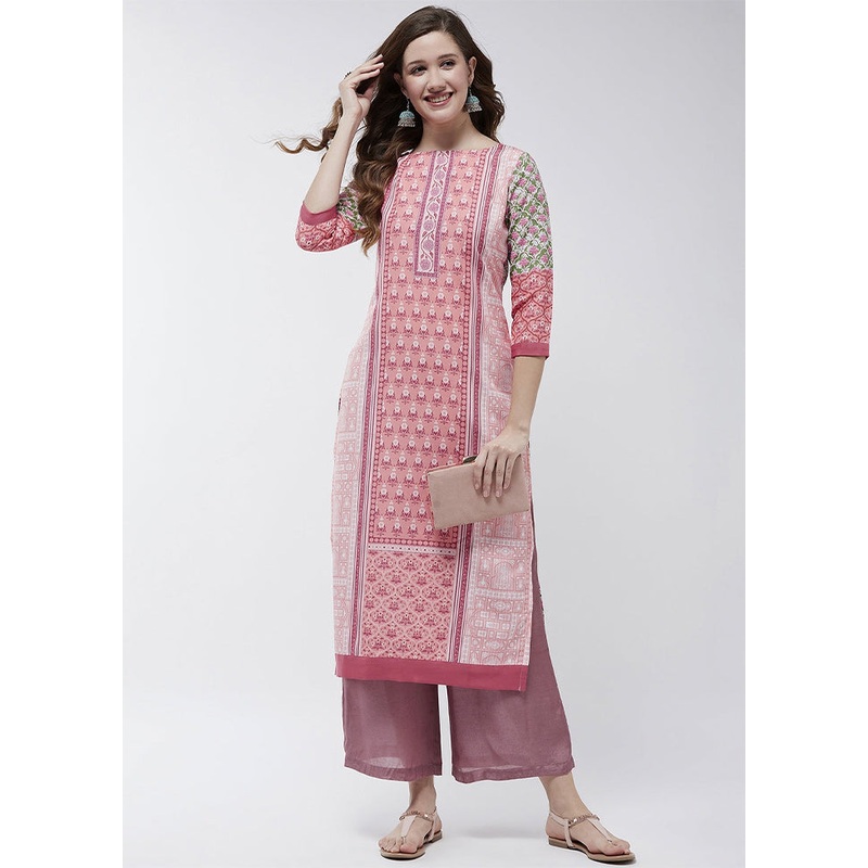 Pink Readymade Viscose Kurti - JD986611450