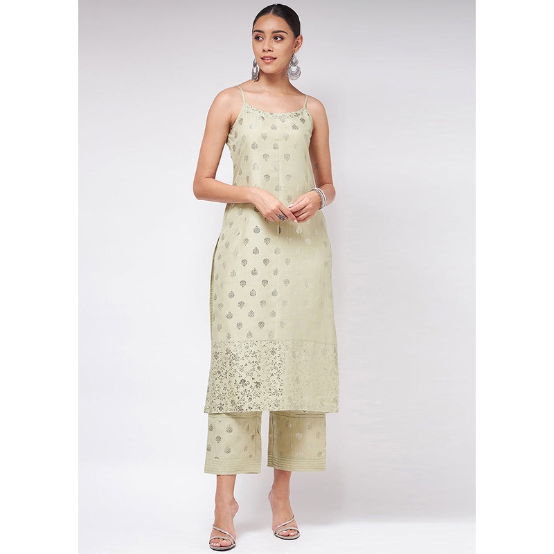 Pista Green Readymade Silk Kurti - JD986611441
