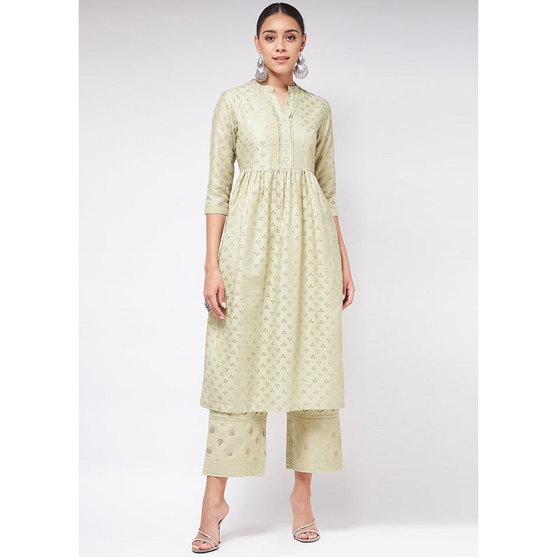 Pista Green Readymade Silk Kurti - JD986611443