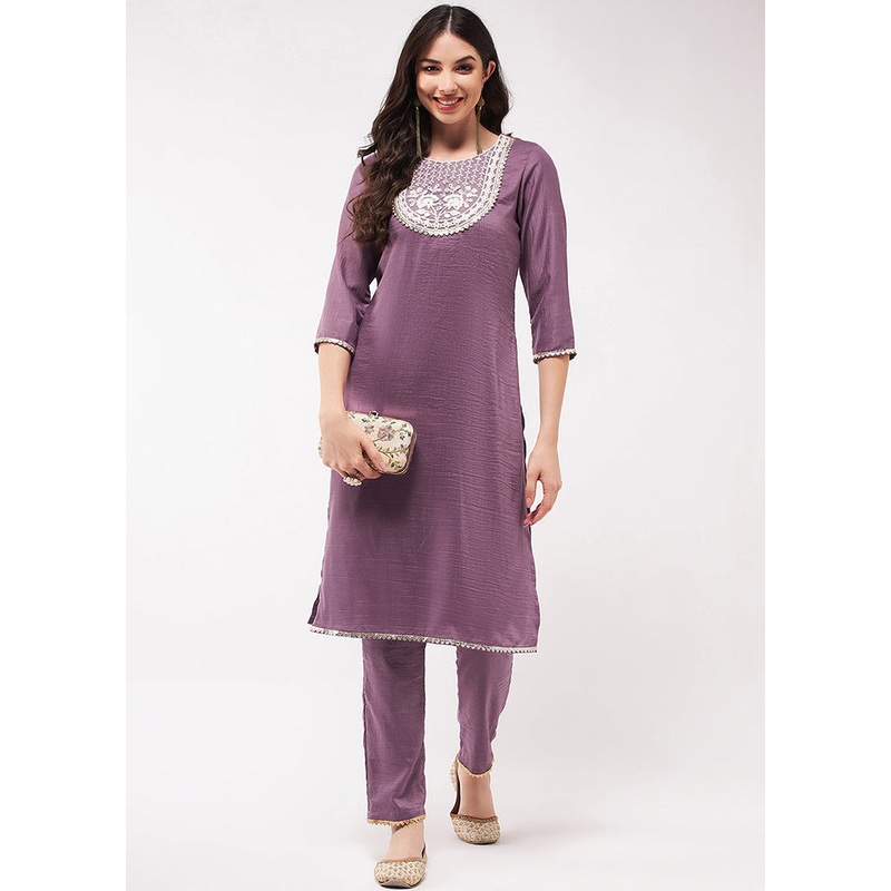 Purple Readymade Silk Kurti - JD986611439