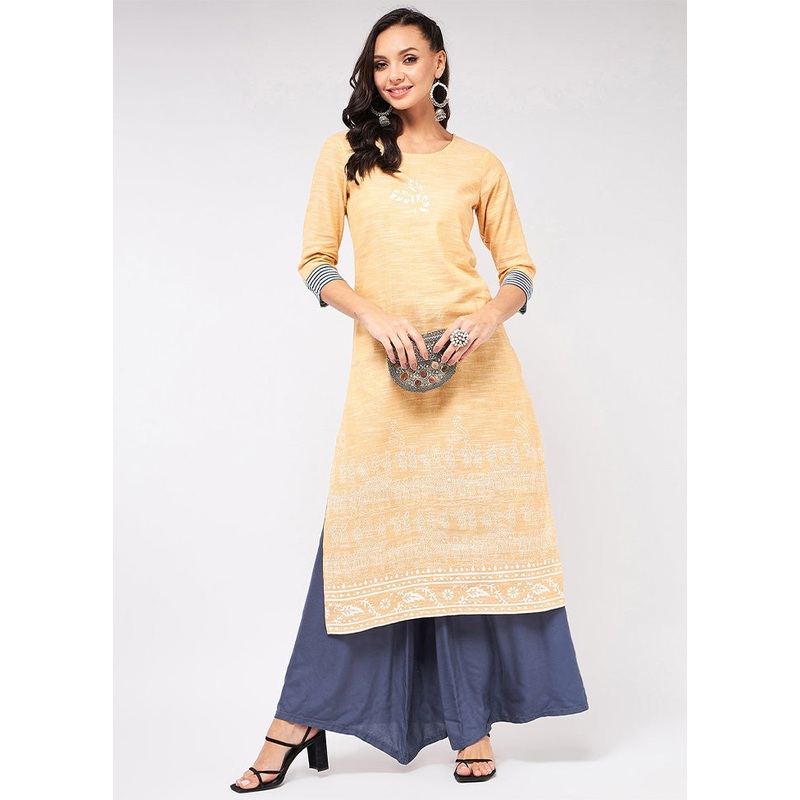 Yellow Readymade Cotton Kurti - JD986611426