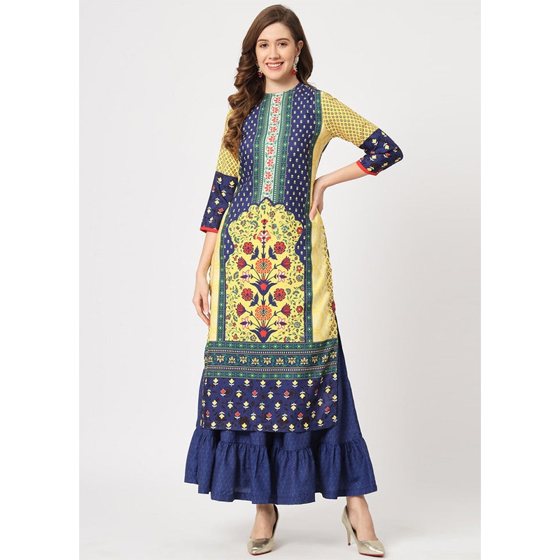 Yellow Readymade Rayon Kurti - JD986611420