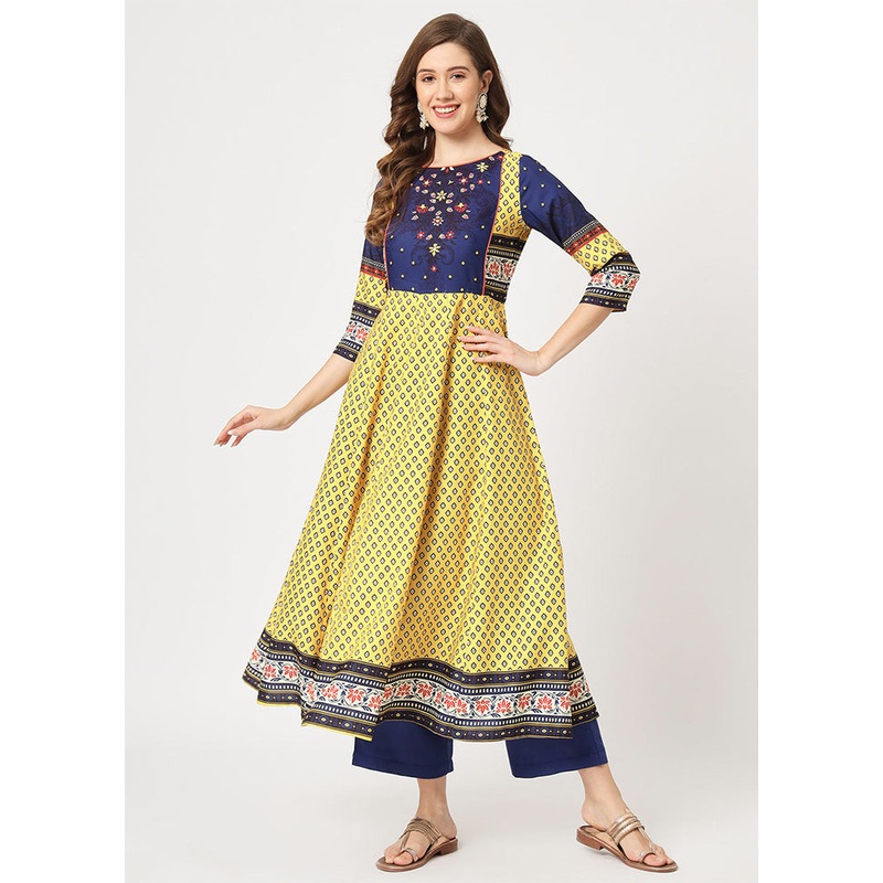Yellow Readymade Rayon Kurti - JD986611421