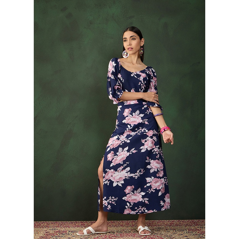 2 Pc Blue Readymade Silk Coord Set - JD986611247