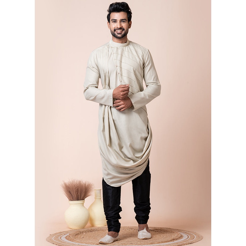 Cream Cotton Kurta And Pajama Set - JD986611200