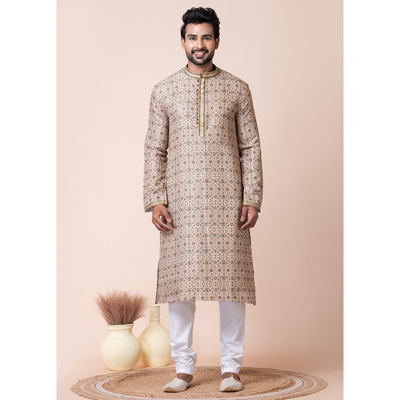 Multicolor Blended Silk Kurta And Pajama Set - JD986611198
