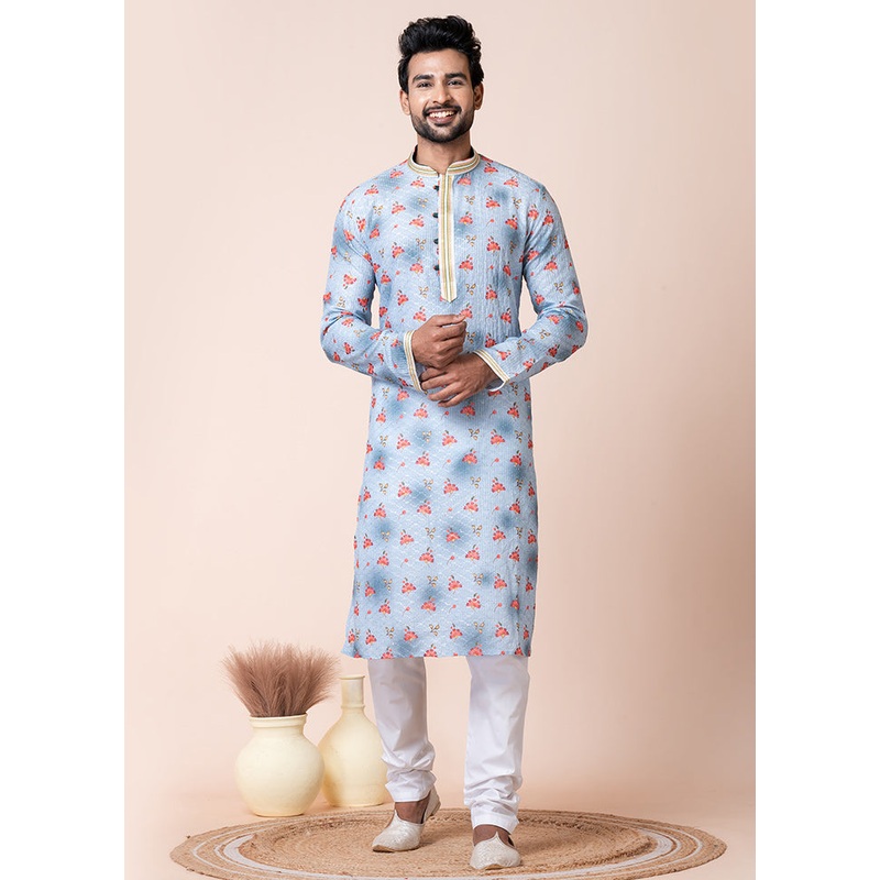 Multicolor Cotton Kurta And Pajama Set - JD986611189