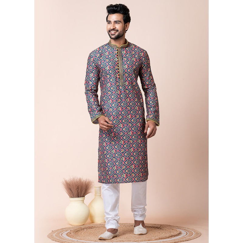 Multicolor Cotton Kurta And Pajama Set - JD986611190