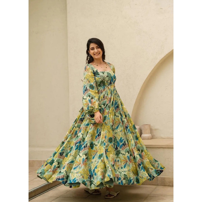 Multicolor Readymade Silk Indian Dress - JD986611237