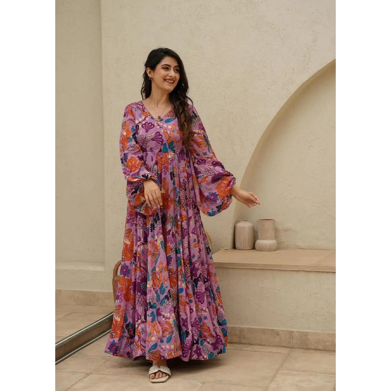 Pink Readymade Silk Indian Dress - JD986611235
