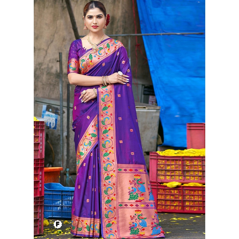 Purple Dupion Silk Saree With Blouse Piece - JD986611084