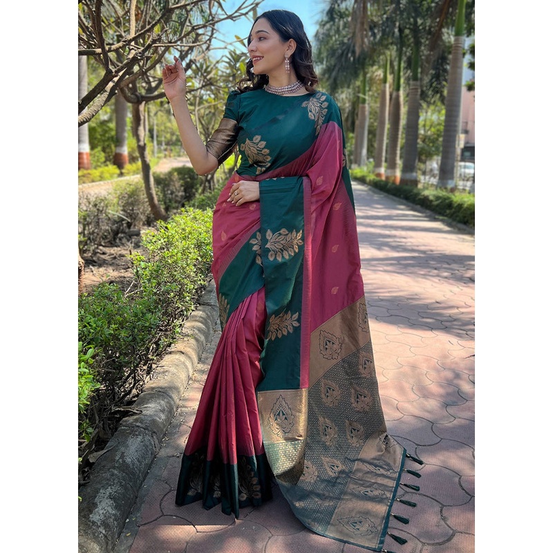 Pink Dupion Silk Saree With Blouse Piece - JD986610952