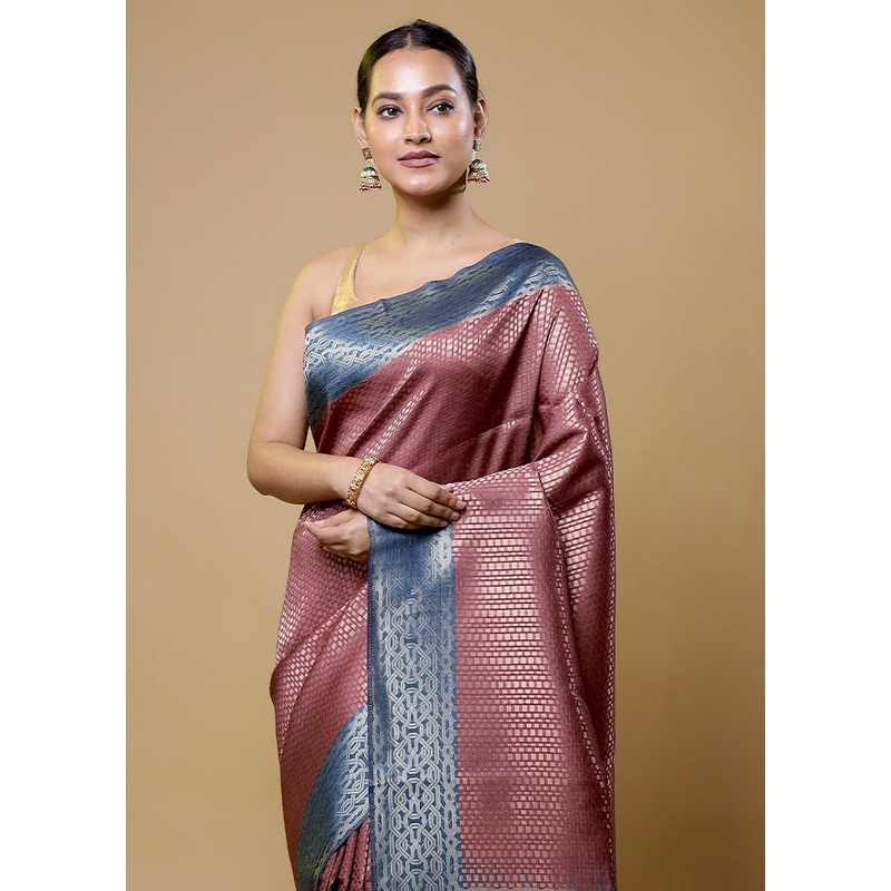 Pink Dupion Silk Saree With Blouse Piece - JD986611057