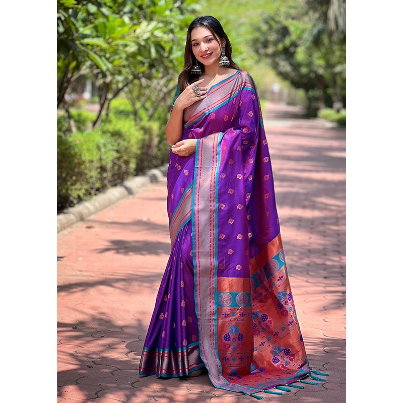 Voilet Dupion Silk Saree With Blouse Piece - JD986611016